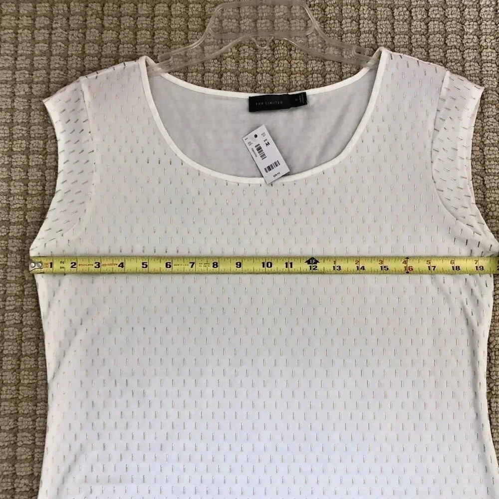 The Limited White Top with Metallic Gold Flecks, Size M, NWT - Picture 4 of 9